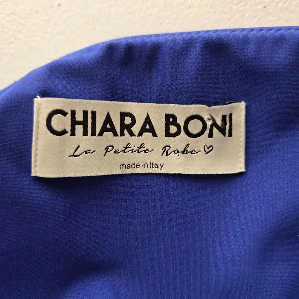 Chiara Boni Maxi Gown Womens 44 US 8 Cobalt Blue V-neck‎ Stretch Event Formal